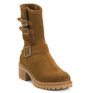 BERTUCHI Tan Made In Spain Suede Booties With 3 Buckles And Sole Stitching